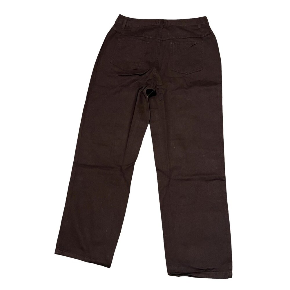 Woman Within NWOT Perfect Relaxed Cotton Jean Sz 12 Wide Brown - Picture 14 of 16